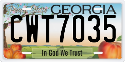GA license plate CWT7035