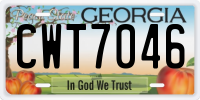 GA license plate CWT7046