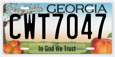 GA license plate CWT7047