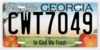 GA license plate CWT7049