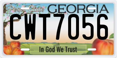 GA license plate CWT7056
