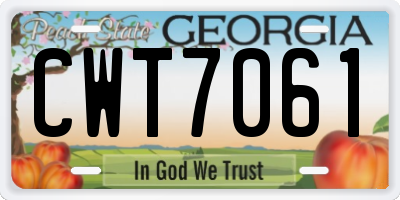GA license plate CWT7061
