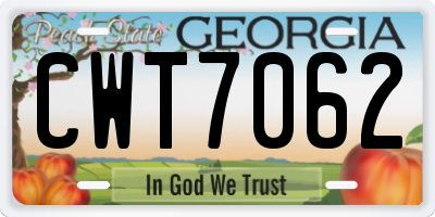 GA license plate CWT7062