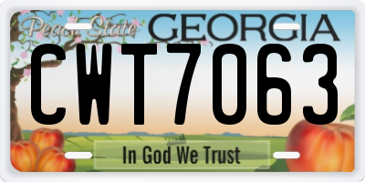 GA license plate CWT7063
