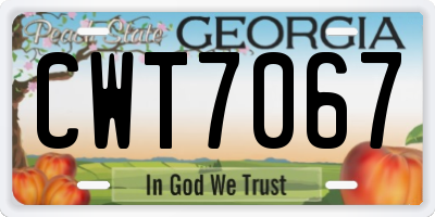 GA license plate CWT7067