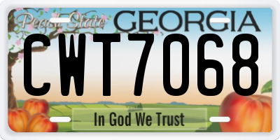 GA license plate CWT7068