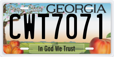 GA license plate CWT7071