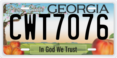 GA license plate CWT7076