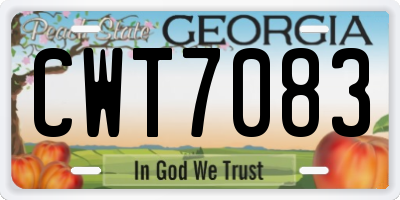 GA license plate CWT7083