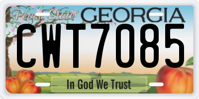 GA license plate CWT7085