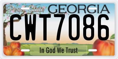 GA license plate CWT7086