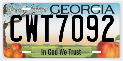 GA license plate CWT7092