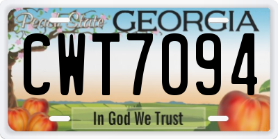 GA license plate CWT7094