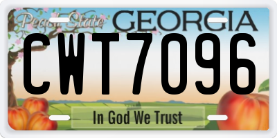 GA license plate CWT7096
