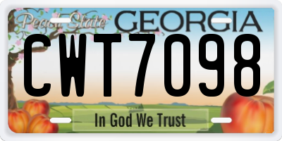 GA license plate CWT7098