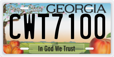 GA license plate CWT7100