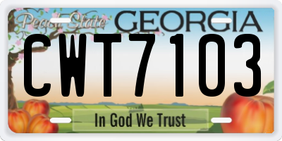 GA license plate CWT7103