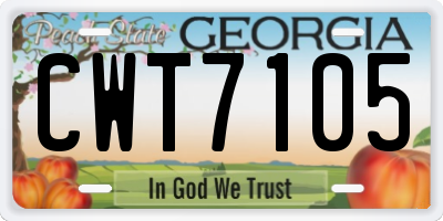GA license plate CWT7105