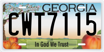 GA license plate CWT7115