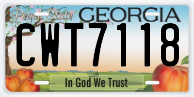 GA license plate CWT7118