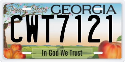 GA license plate CWT7121