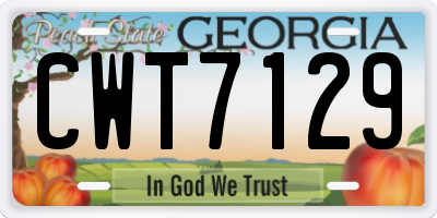 GA license plate CWT7129