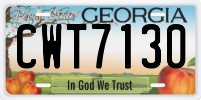 GA license plate CWT7130