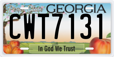 GA license plate CWT7131