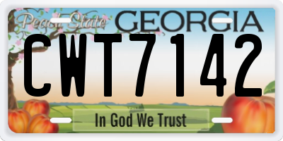 GA license plate CWT7142