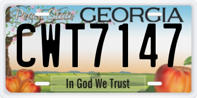 GA license plate CWT7147