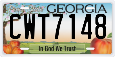 GA license plate CWT7148
