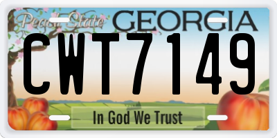 GA license plate CWT7149