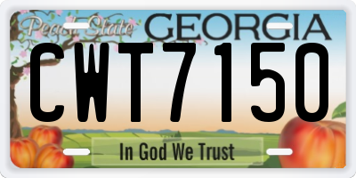 GA license plate CWT7150