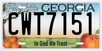 GA license plate CWT7151