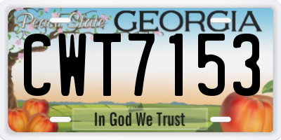 GA license plate CWT7153