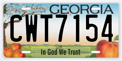 GA license plate CWT7154