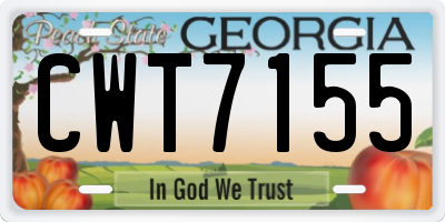 GA license plate CWT7155