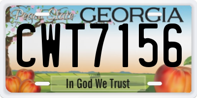 GA license plate CWT7156