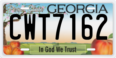 GA license plate CWT7162