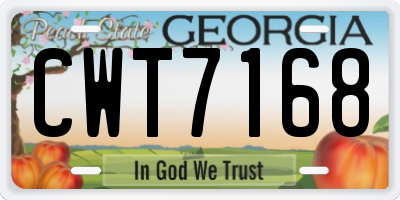 GA license plate CWT7168