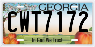 GA license plate CWT7172