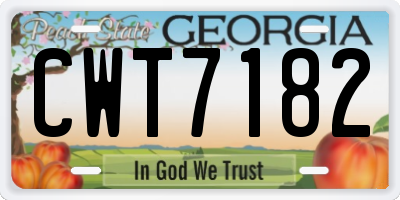 GA license plate CWT7182