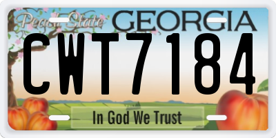 GA license plate CWT7184
