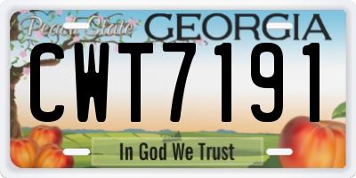 GA license plate CWT7191