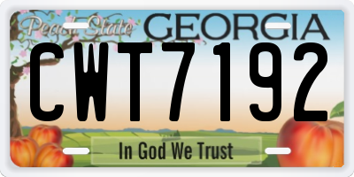 GA license plate CWT7192