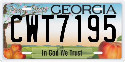GA license plate CWT7195