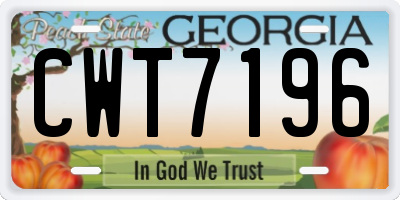 GA license plate CWT7196