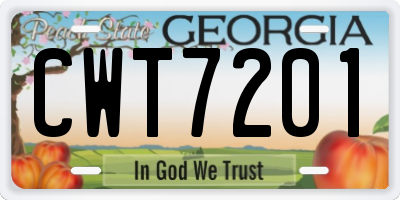 GA license plate CWT7201