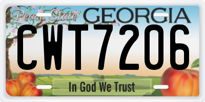 GA license plate CWT7206