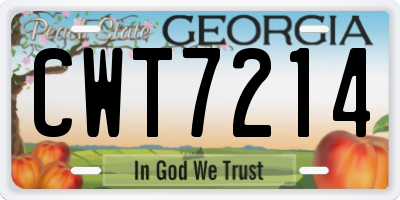 GA license plate CWT7214